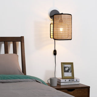 Vidalite Mazal, Boho Bamboo Wicker Wall Lamp