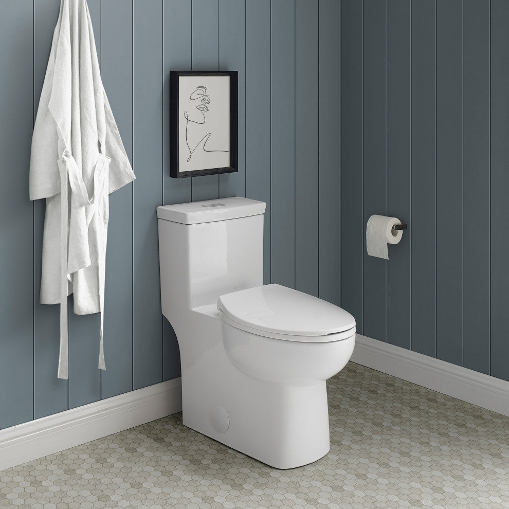 Classe One Piece Toilet Dual Flush 0.8/1.28 gpf, Glossy White