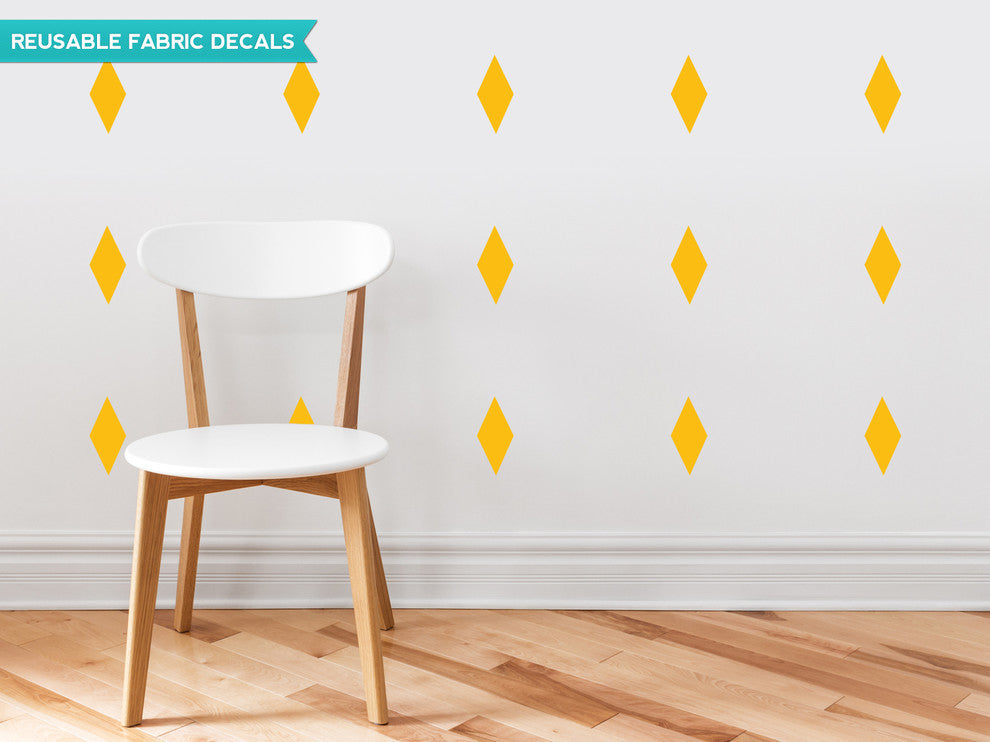 Diamond Fabric Wall Decals, Set of 16, Yellow Orange