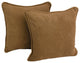 18" Double-Corded Solid Microsuede Square Throw Pillows, Set of 2, Saddle Brown