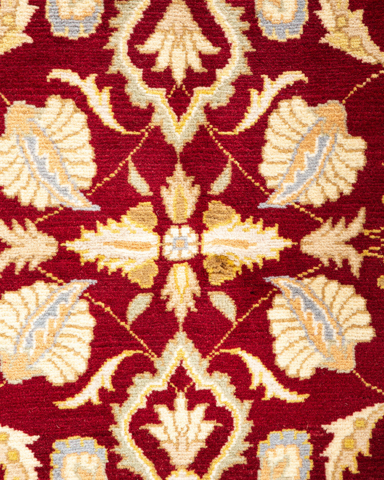 Theinni Square One-of-a-Kind Hand-Knotted Area Rug Red, 4'2"x6'4"