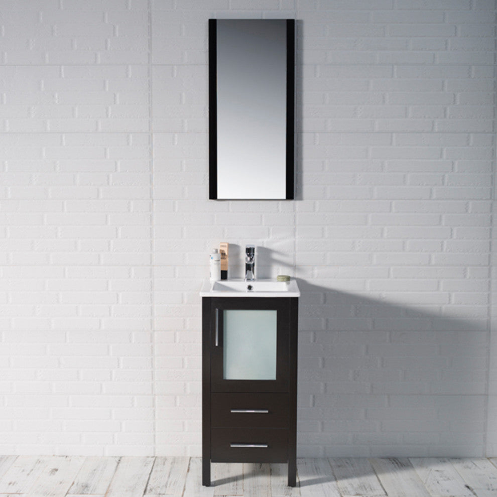 Sydney 16 Inch Vanity with Ceramic Sink - Espresso