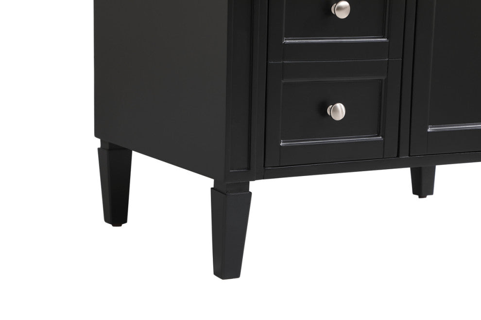 Home Living Vanity with Carrara White Marble Countertop, Black, 32", Single Sink