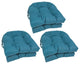 16" Polyester Solid Outdoor U-Shaped Tufted Chair Cushions, Set of 6, Sea Blue