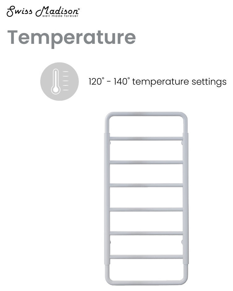 Ivy 8-Bar Electric Towel Warmer, Matte White