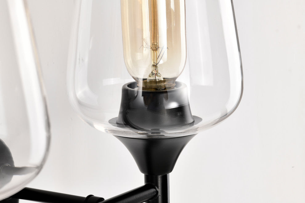 13 in. 2-Lights Matte Black Vanity Light With Clear Wine Glass Shades