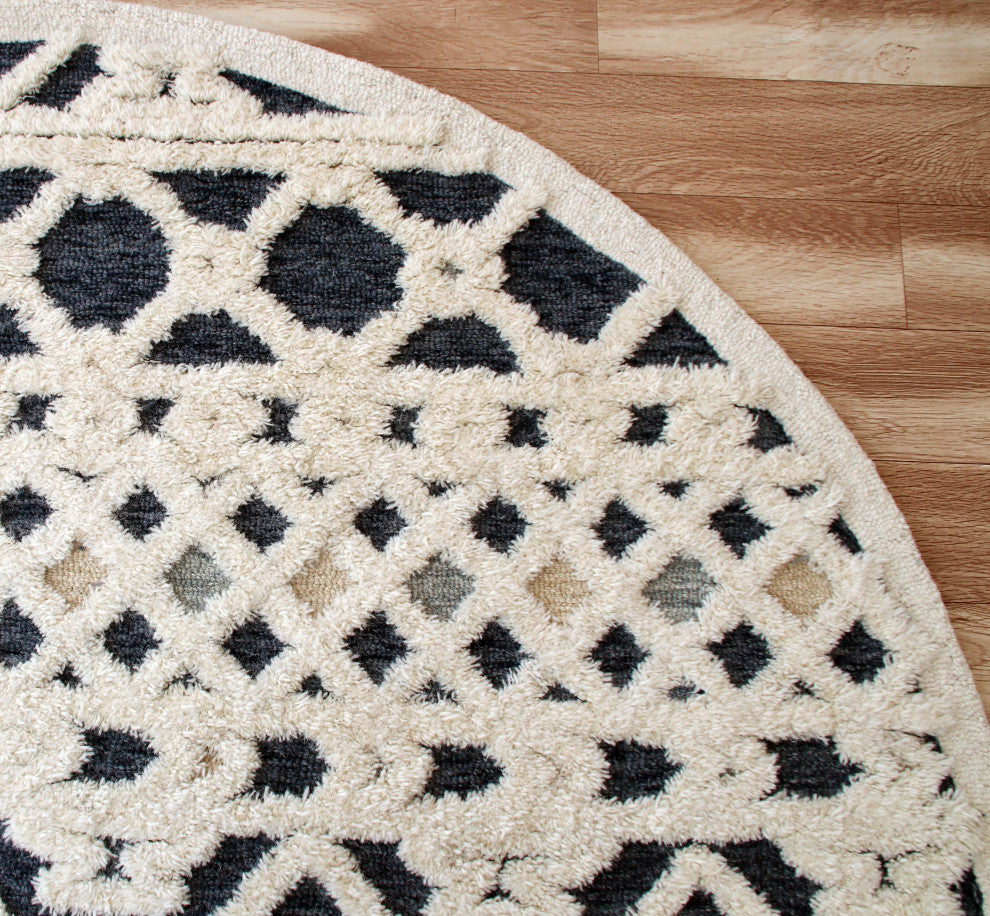 Diverse Modern Geometric Hand-Tufted Round Rug, 6'' Round