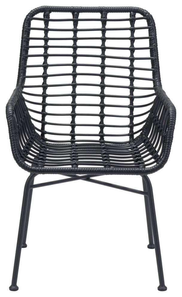 Dining Chair, Set of 2, Aluminum, Metal, Black, Outdoor Patio Balcony Garden