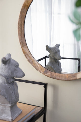 Transitional Decor Style Mango Wood Wall Mirror, Natural