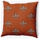 20" x 20" Fleur de Lis Indoor/Outdoor Polyester Throw Pillow, Sienna