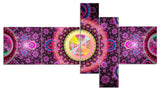Bright Pink Psychedelic Relaxing Art, Abstract Canvas Print, 60"x32", 5 panels