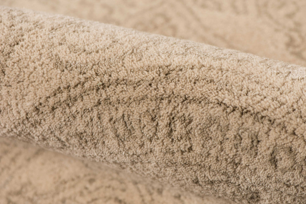 5" X8" X 0.5" Beige Wool Area Rug