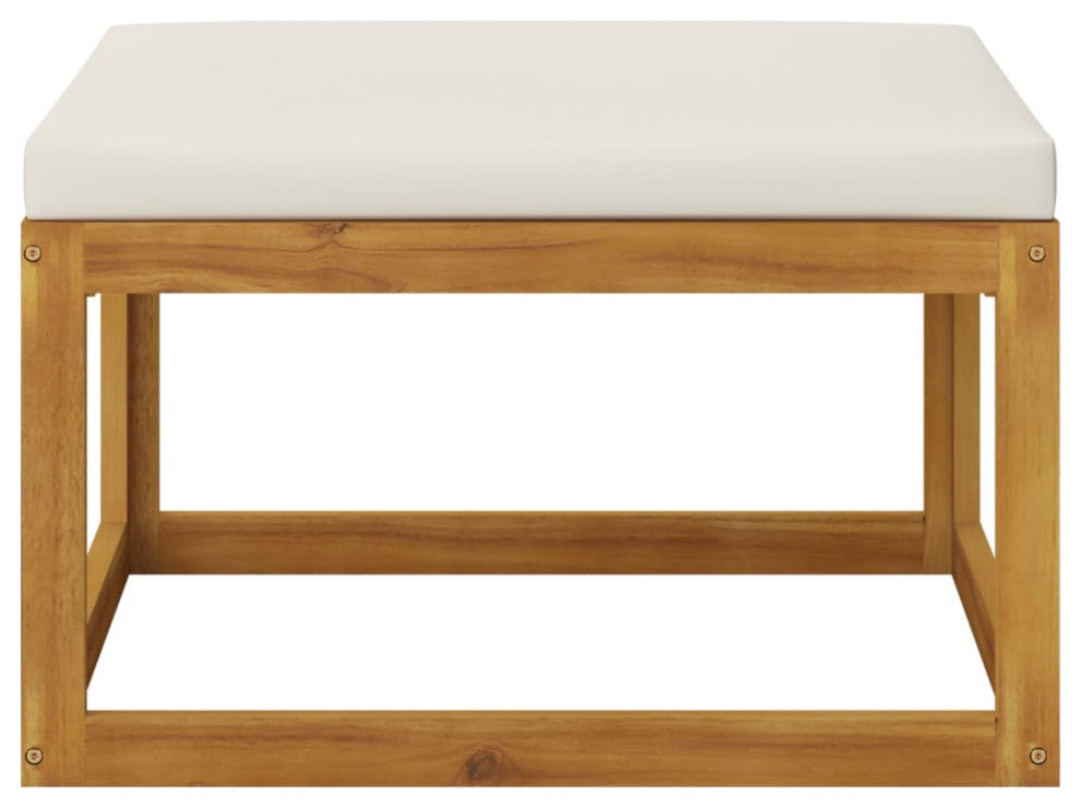 Vidaxl Footrest With Cream White Cushion Solid Acacia Wood