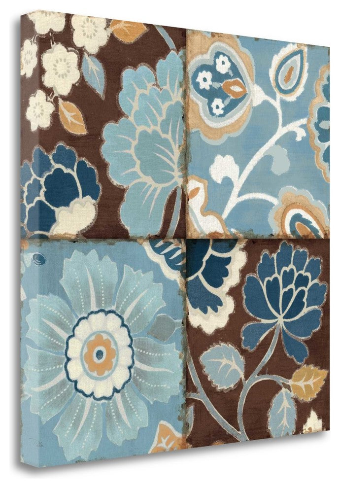 "Blue Patchwork Motiff II" By Pela, Giclee Print on Gallery Wrap Canvas