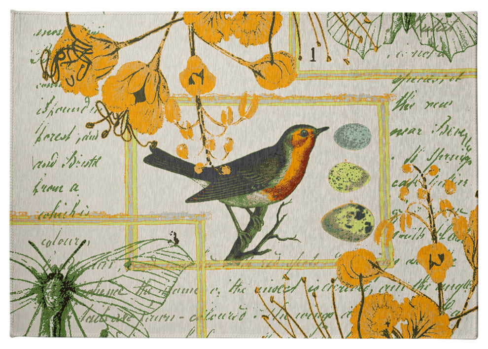 Singing Bird Spring Chenille Rug, Mango, 5'x7'