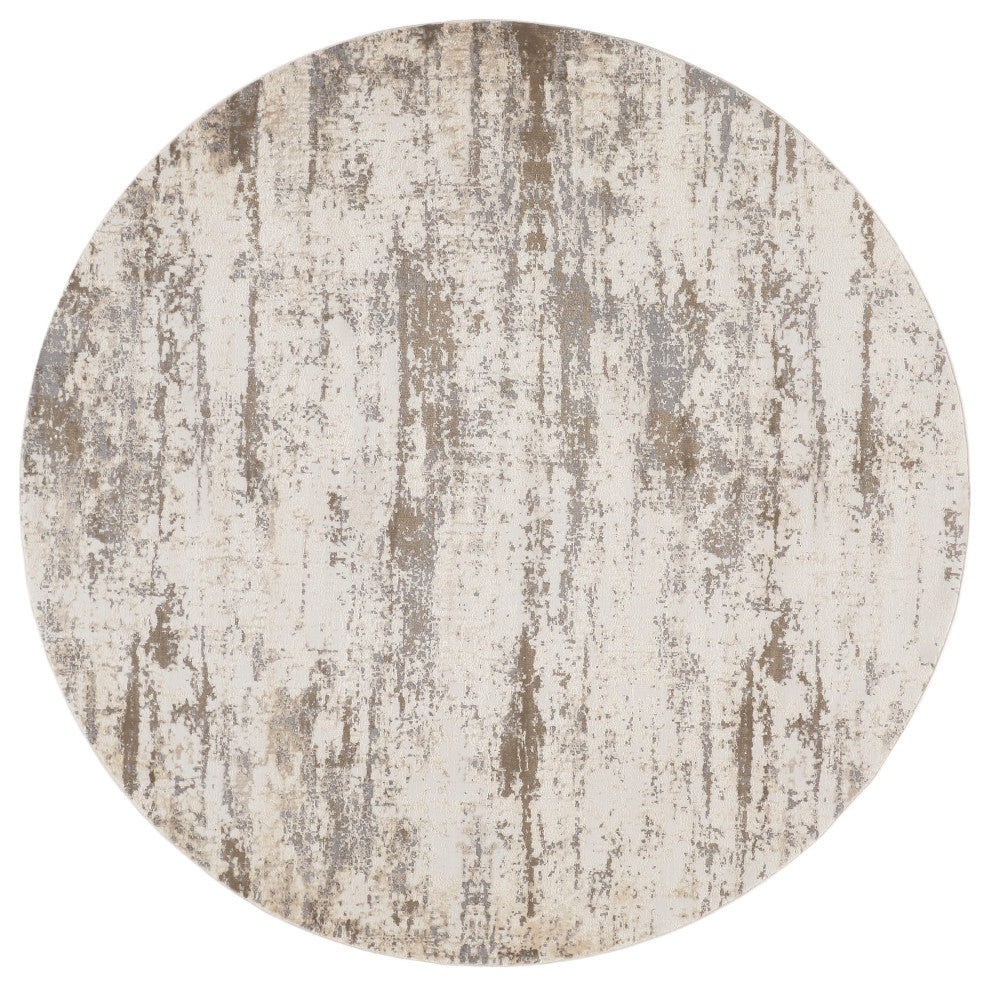 Weave & Wander Frida Silver/Beige 7'9"x7'9" Round Power Loomed Area Rug