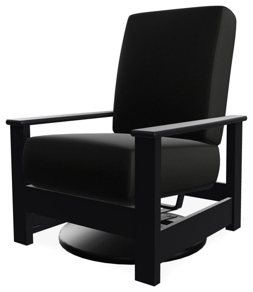 Leeward Deep Seat Outdoor Hidden Swivel Rocker, Black/Black