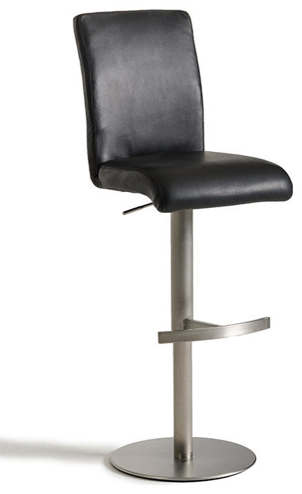 38" Black Eco Leather And Steel Bar Stool