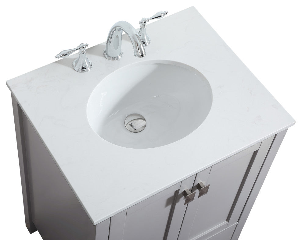 Isabel Single Bathroom Vanity, Gray, 24", Without Backsplash
