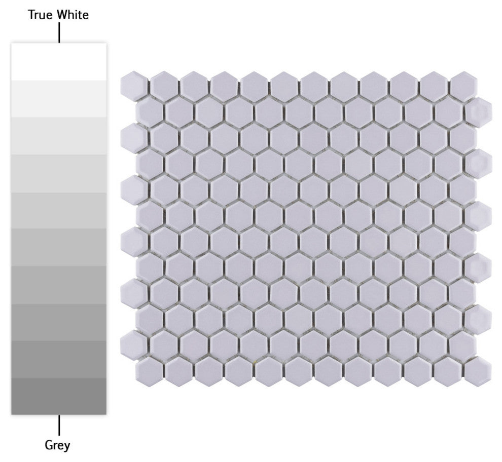 Metro 1" Hex Porcelain Mosaic Floor and Wall Tile, Glossy Lavender