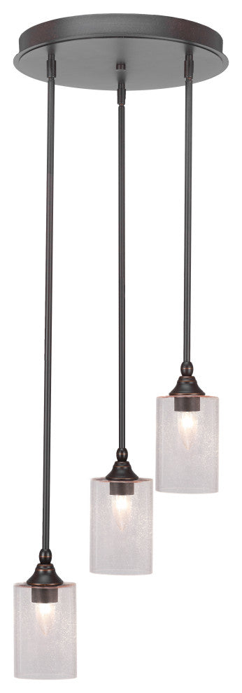 Empire 3-Light Cluster Pendalier, Dark Granite/Clear Bubble