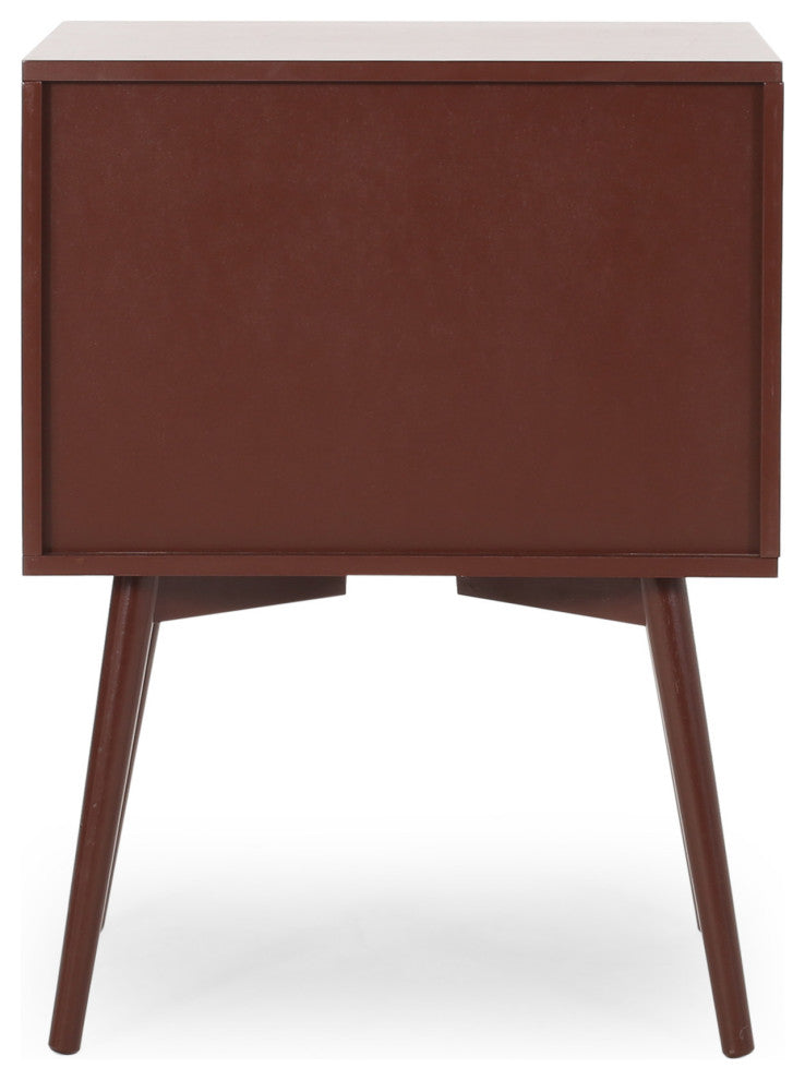 Alexis Mid-Century Modern Side Table, Brown and White