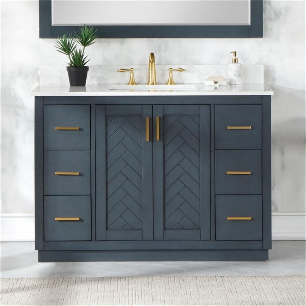 Gazsi 48" Single Bathroom Vanity Set in Charcoal Blue without Mirror