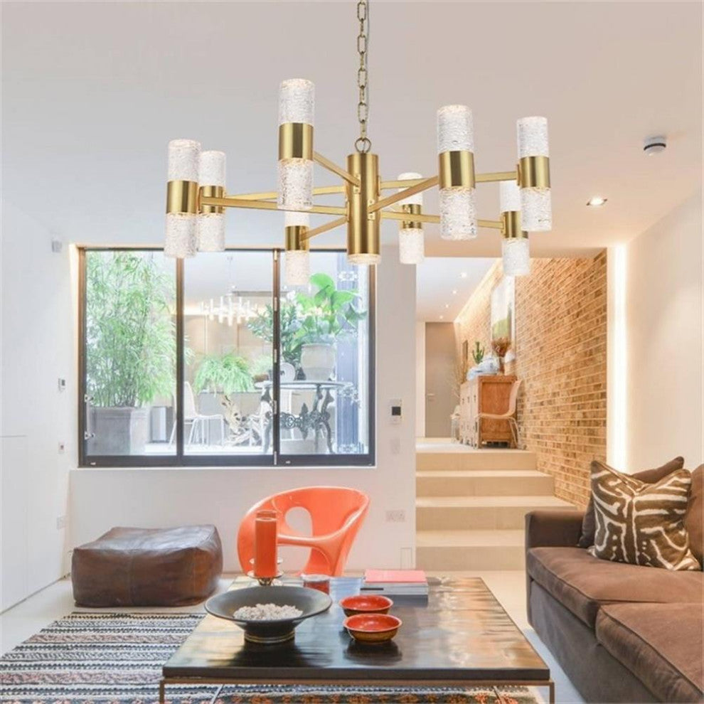 Elegant Lighting Vega 2 Tier 17 Light Clear LED Chandelier in Gold
