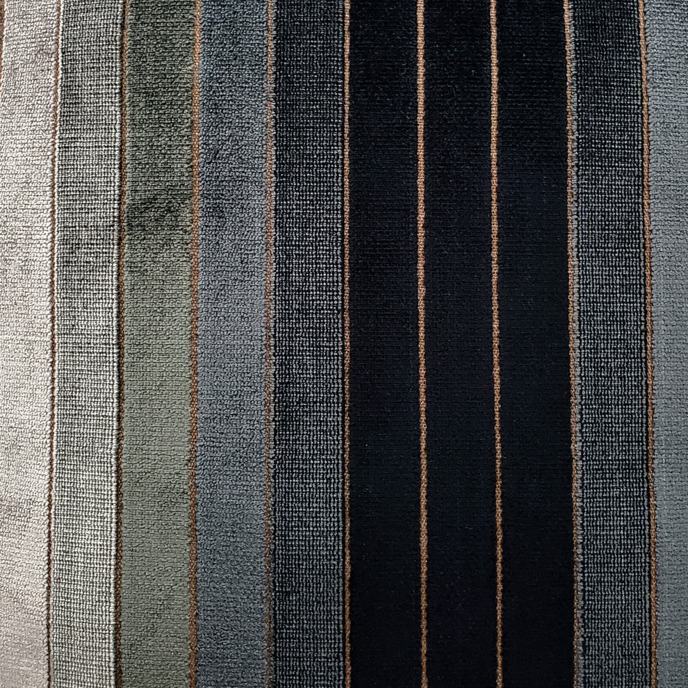 Carbon Stripes Textured Velvet Throw Pillow 20x20, with Polyfill Insert