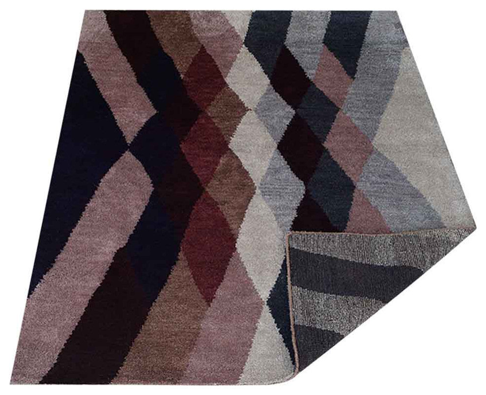 Hand Knotted Silk Area Rug Contemporary Multicolor