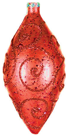 5" Red Teardrop Ornament With Red Glitter