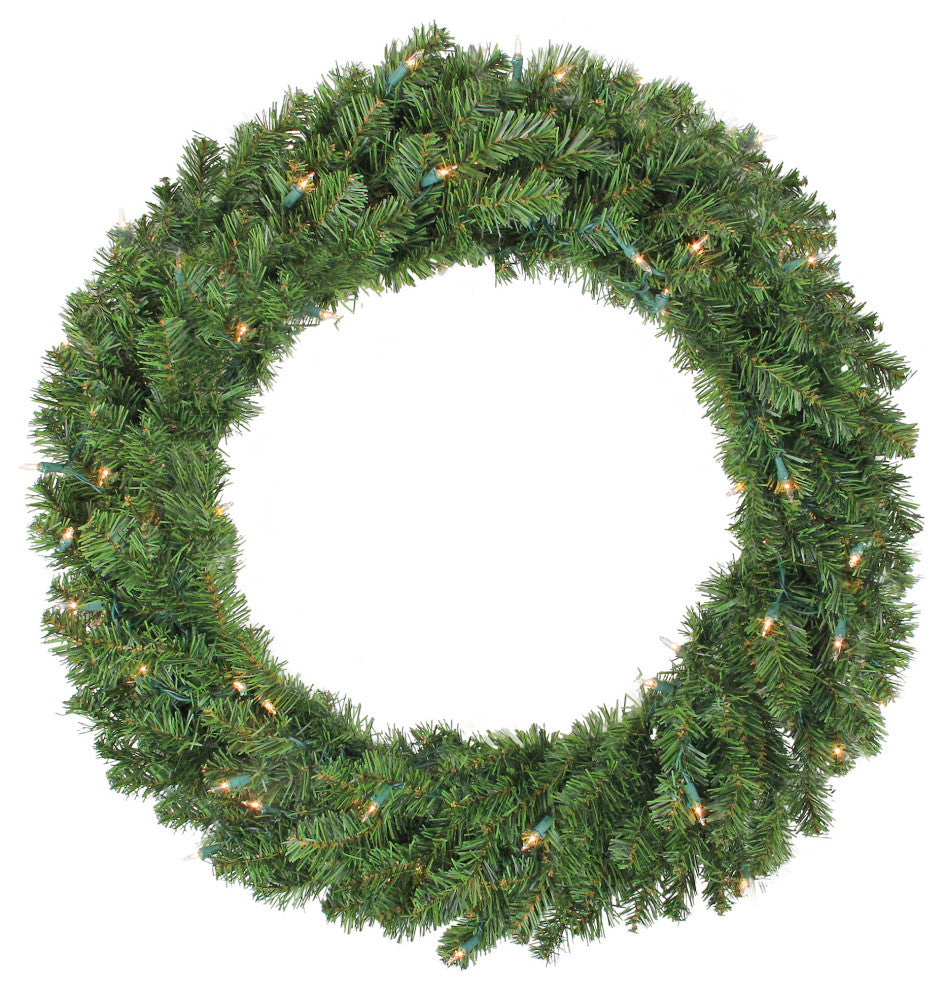 36" Pre-Lit Canadian Pine Artificial Christmas Wreath Clear Lights