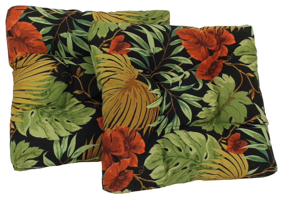 19" Squared Polyester Tufted Dining Chair Cushion, Set of 2, Tropique Raven
