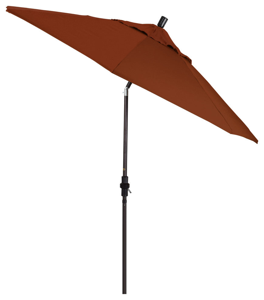 9' Bronze Collar Tilt Crank Aluminum Umbrella, Pacifica, Brick
