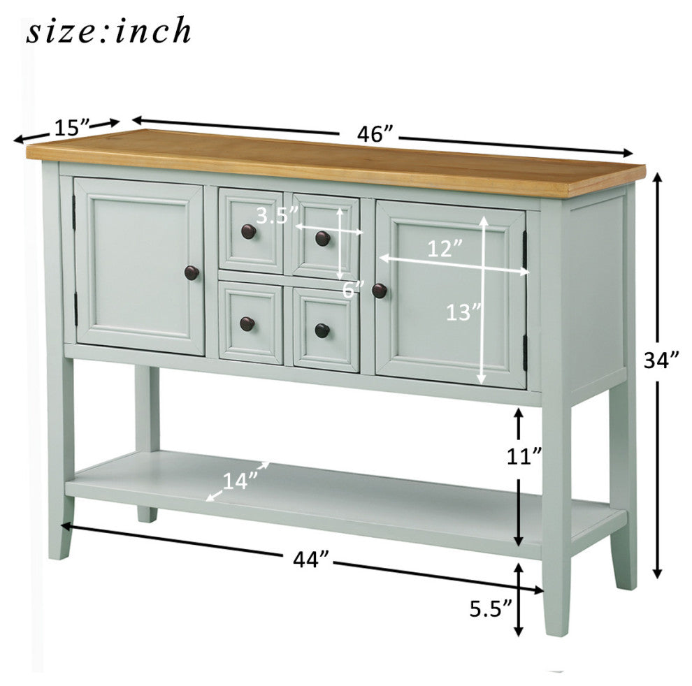 TATEUS 46" Console Table Buffet Sideboard Storage Drawers Cabinets Sofa Tables, Lime White