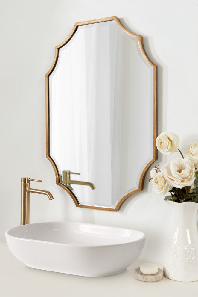 Deavere Scalloped Wall Mirror, Gold, 22"x32"