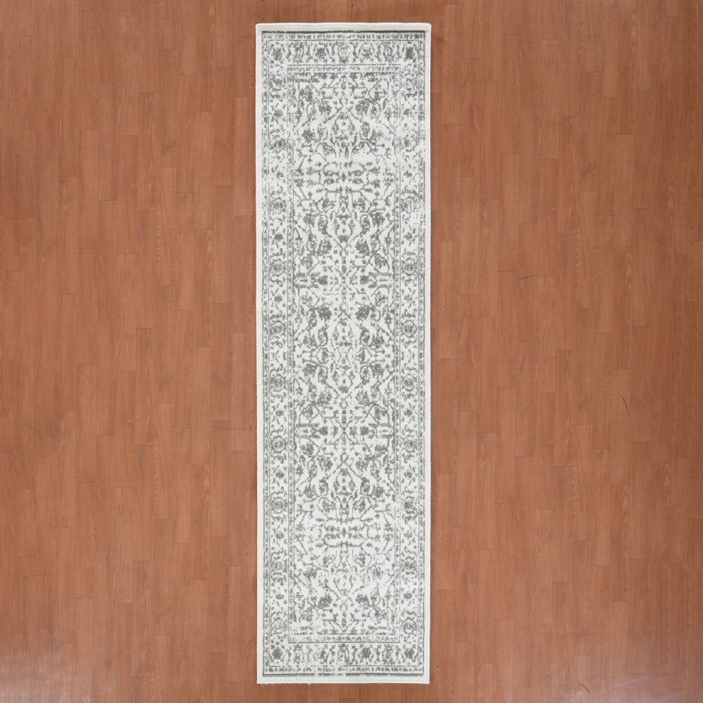 Alpine Fany Power-Loomed Polypropylene Area Rug, Light Gray, 2'7" X 10'