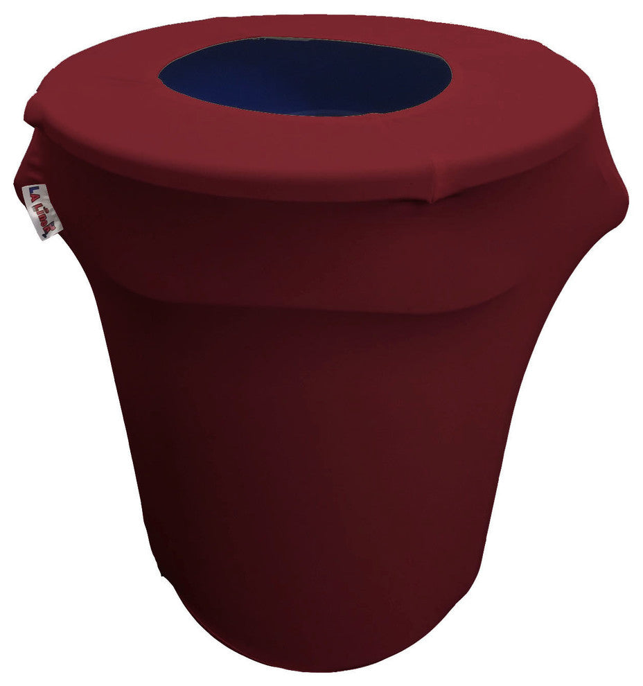 LA Linen Stretch Spandex Trash Can Cover, 32 gal. Round, Burgundy