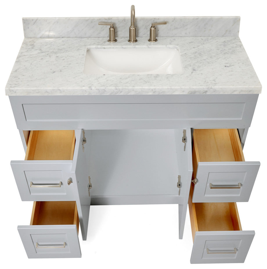 Ariel Hamlet 43" Rectangle Sink Bath Vanity, 1.5" Carrara Marble