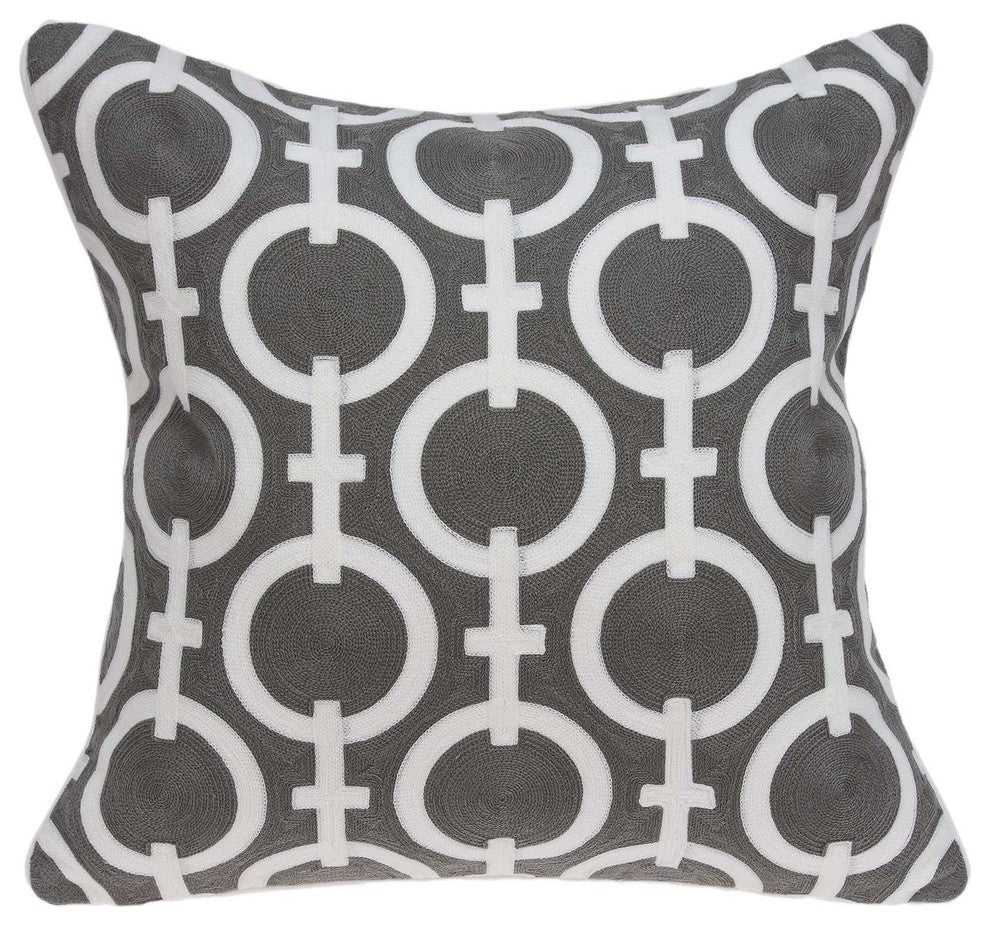 20" X 7" X 20" Transitional Gray And White Accent Pillow Cover With Poly Insert