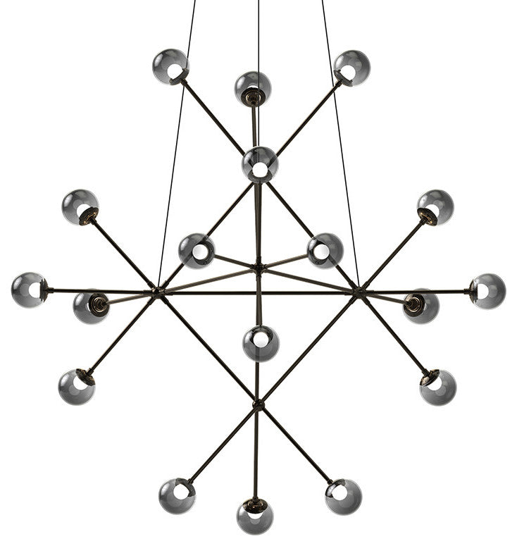 Sonneman 2084K Proton 18 Light 40"W LED Chandelier - Polished Black Nickel