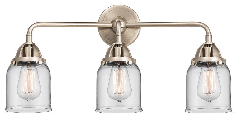 Small Bell Bath Vanity Light, Brushed Satin Nickel, Clear, Clear
