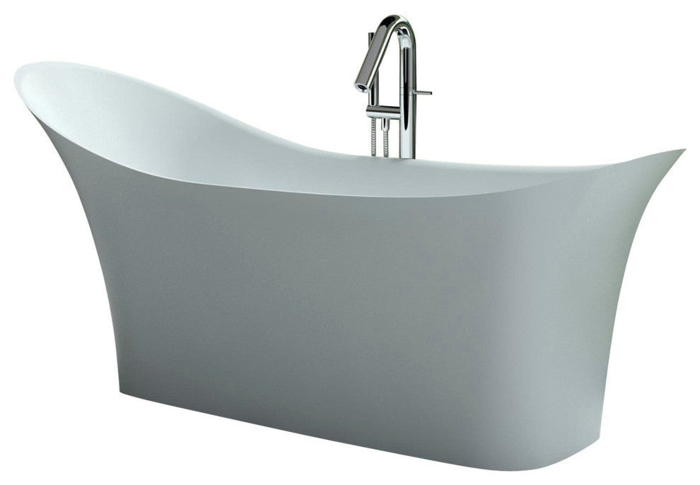 ADM Curved Freestanding Bathtub, Matte White, 74.4"
