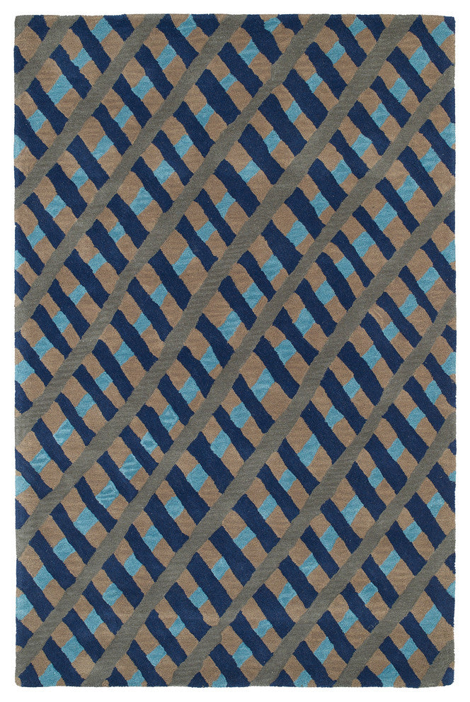 Kaleen Hand-Tufted Pastiche Wool Rug, Blue, 9''x12''