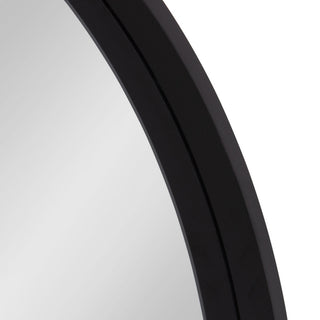 Travis Round Wood Accent Wall Mirror, Black 31.5 Diameter