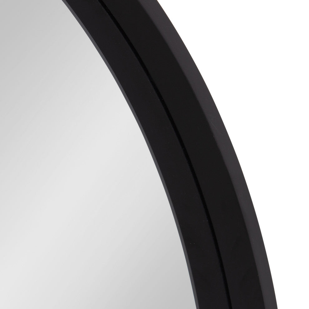 Travis Round Wood Accent Wall Mirror, Black 31.5 Diameter