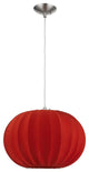Shanghai 1-Light Brushed Nickel Pendant With Sheer Red Ribbon Shade