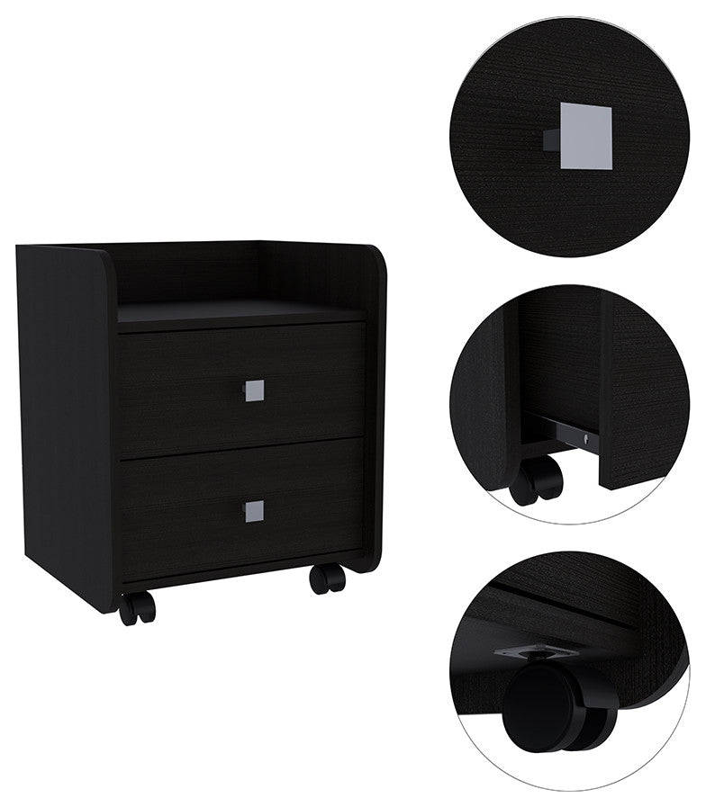 DEPOT E-SHOP Marsella Nightstand, Two Drawers, Superior Top, Metal Handle