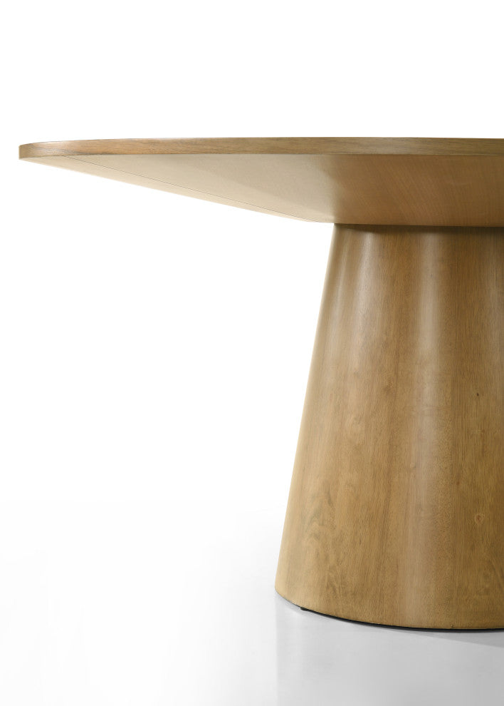 Jasper White 59"W Contemporary Round Dining Table with Pedestal Base, Driftwood