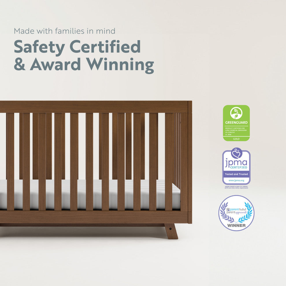Storkcraft Beckett 3-in-1 Convertible Crib, Hazelnut, Converts to Toddler Bed